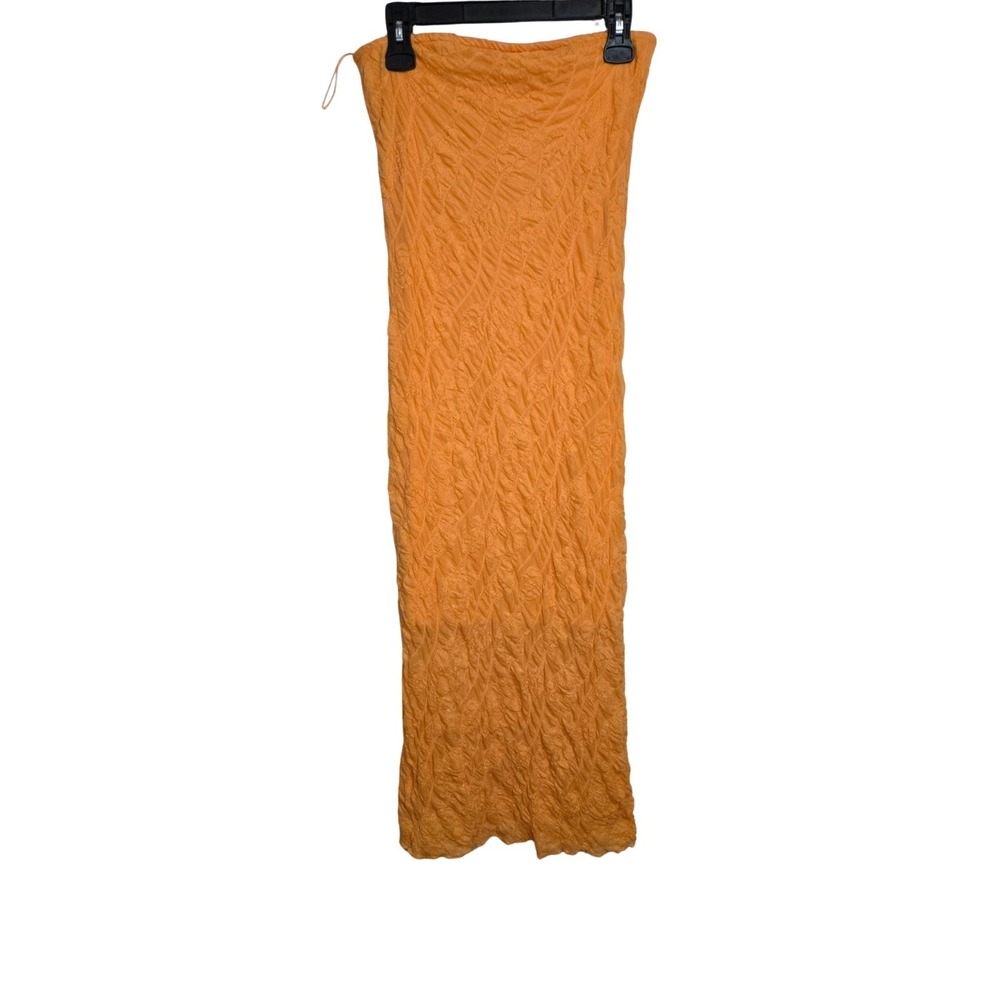 Anthropologie Strapless Textured Knit Slip Midi Dress Orange Size MP EUC - Picture 2 of 7